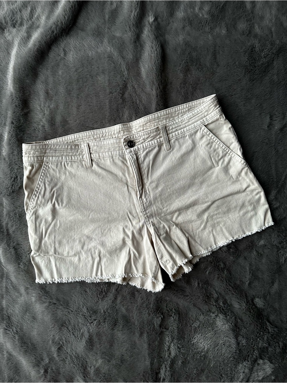 Prana Women's Light Beige Frayed Hem Jean Shorts